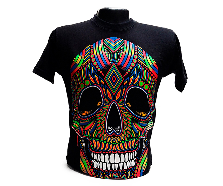 Camiseta estampada Calavera Sonriente Neón - 350