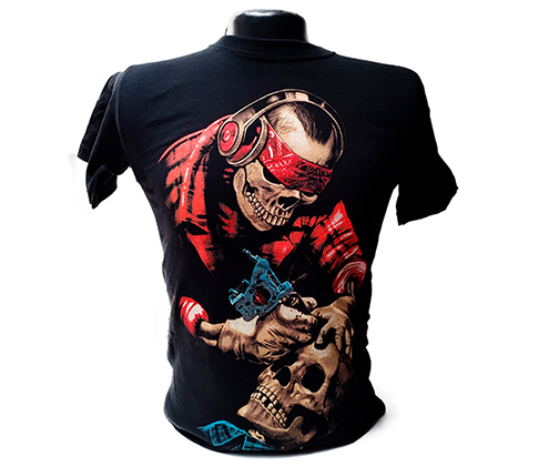 Camiseta Estampada Calavera Tatuador - 336