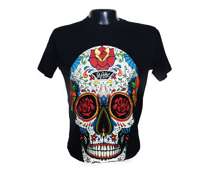 Camiseta Estampada CTE Calavera con Rosas en los Ojos - 423